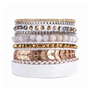 🍾EXTRA BOGO🍾 🆕✨ WHITE & GOLD MENDOZA BOHO CUFF